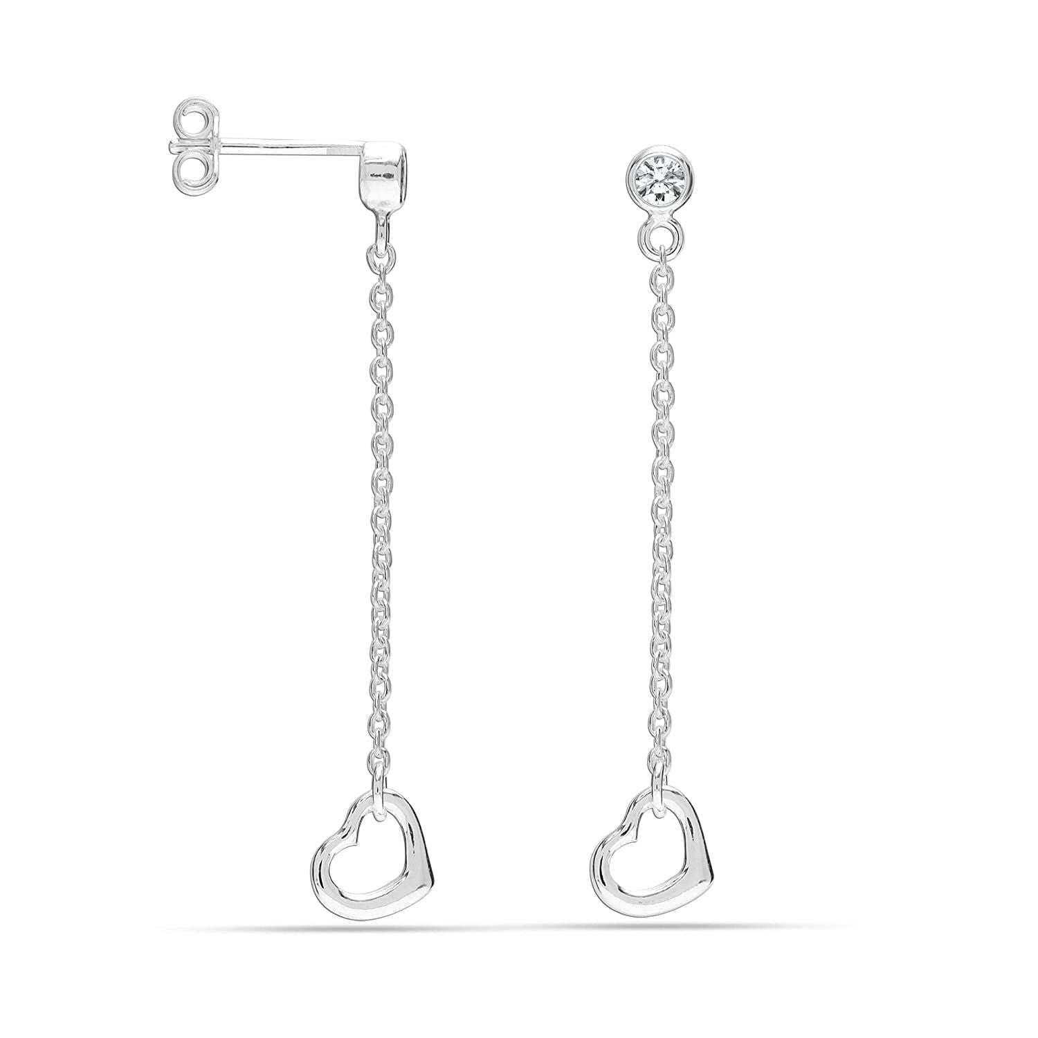 925 Sterling Silver Cubic Zirconia Stud Drop Dangle Earrings for Women and Girls