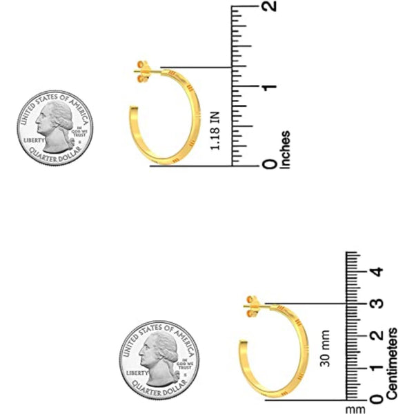 925 Sterling Silver 18K Gold-Plated Italian Half C Hoop Earrings for Women Teen