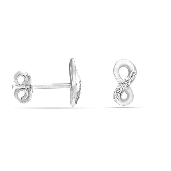 925 Sterling Silver CZ Infinity Micro Pave Stud Earrings for Women Teen