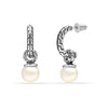 925 Sterling Silver Simulated Pearl Drop J Hoop Earrings for Women