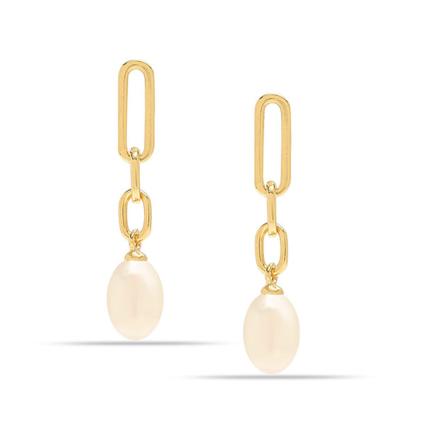 925 Sterling Silver Oval Pearl Drop Earrings for Women