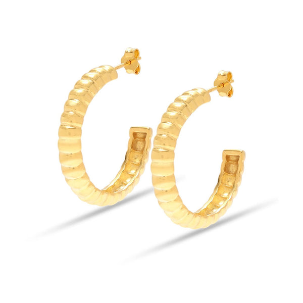 925 Sterling Silver 14K Gold-Plated Charlotte Hoop Earrings for Women Teen