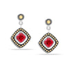 925 Sterling Silver Two-Tone Caviar Beaded Garnet Stud Earrings for Women Teen