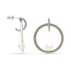 925 Sterling Silver Circle Caviar with Pearl C Hoop Earrings for Women Teen