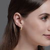 925 Sterling Silver 18K Gold Plated Hypoallergenic CZ Beads Hoops Earring for Teen Girls