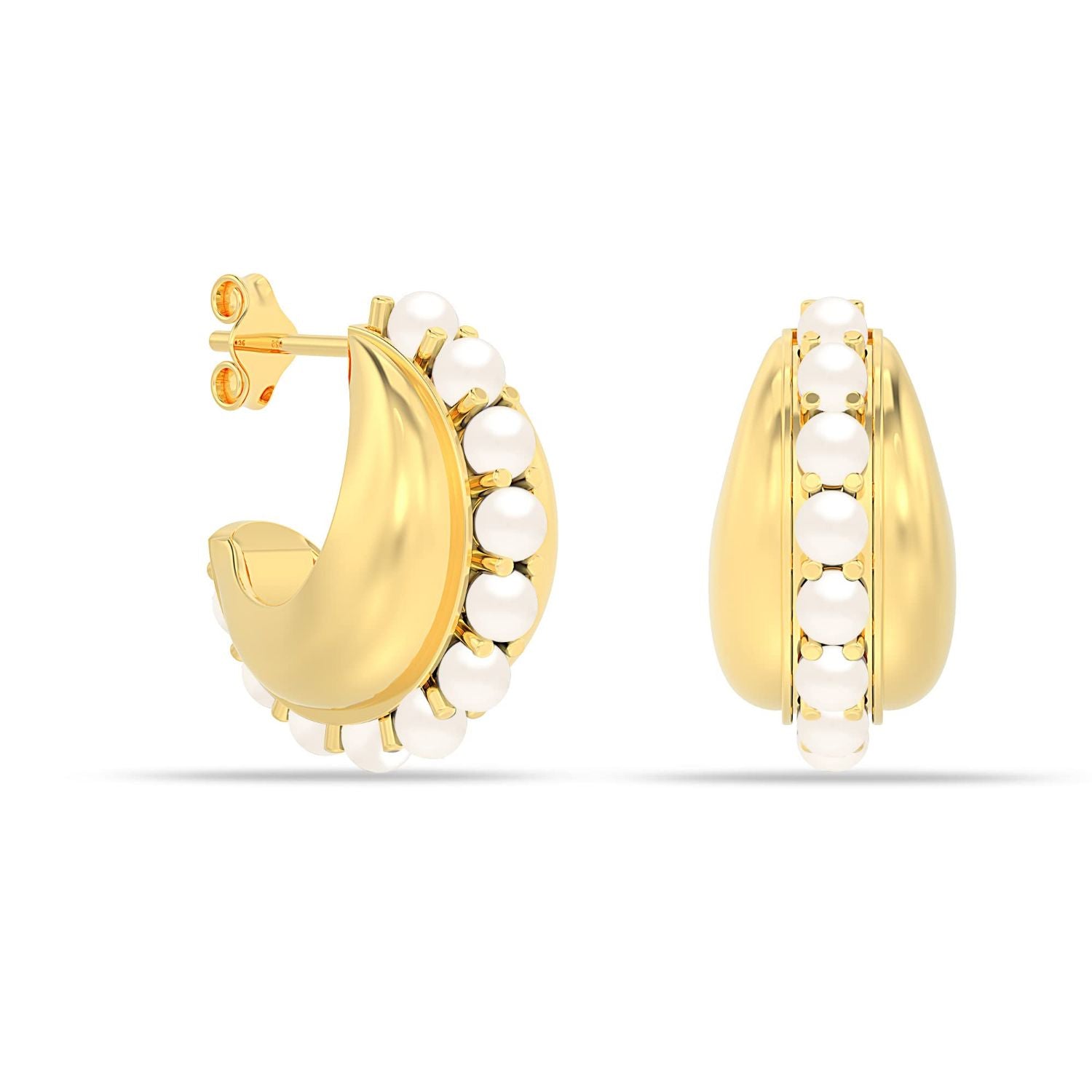 925 Sterling Silver 18K Gold Plated Hypoallergenic Pearl Hoop Earrings for Women Teens Girls