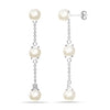 925 Sterling Silver Triple Pearl Drop Dangle Stud Earrings for Women Teen