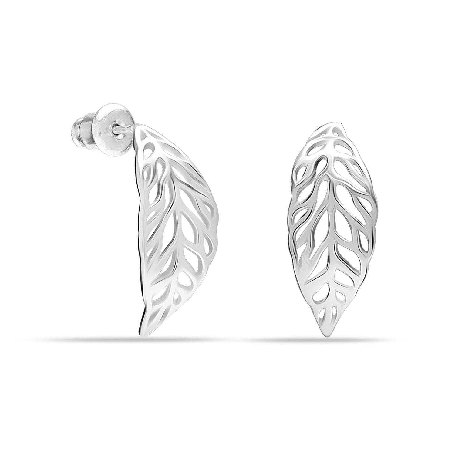 925 Sterling Silver Leaf Stud Earrings for Women and Girls