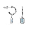 925 Sterling Silver Cubic Zirconia with Blue Aquamarine Pave Twisted Rope C-Hoop Dangle Earrings for Women