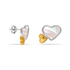 925 Sterling Silver Two Tone Mother Pearl Dual Heart Stud Earrings for Women Teen