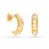 925 Sterling Silver 14K Gold Plated Small Trendy Open Simulated Pearl C-Hoop Stud Earrings for Women