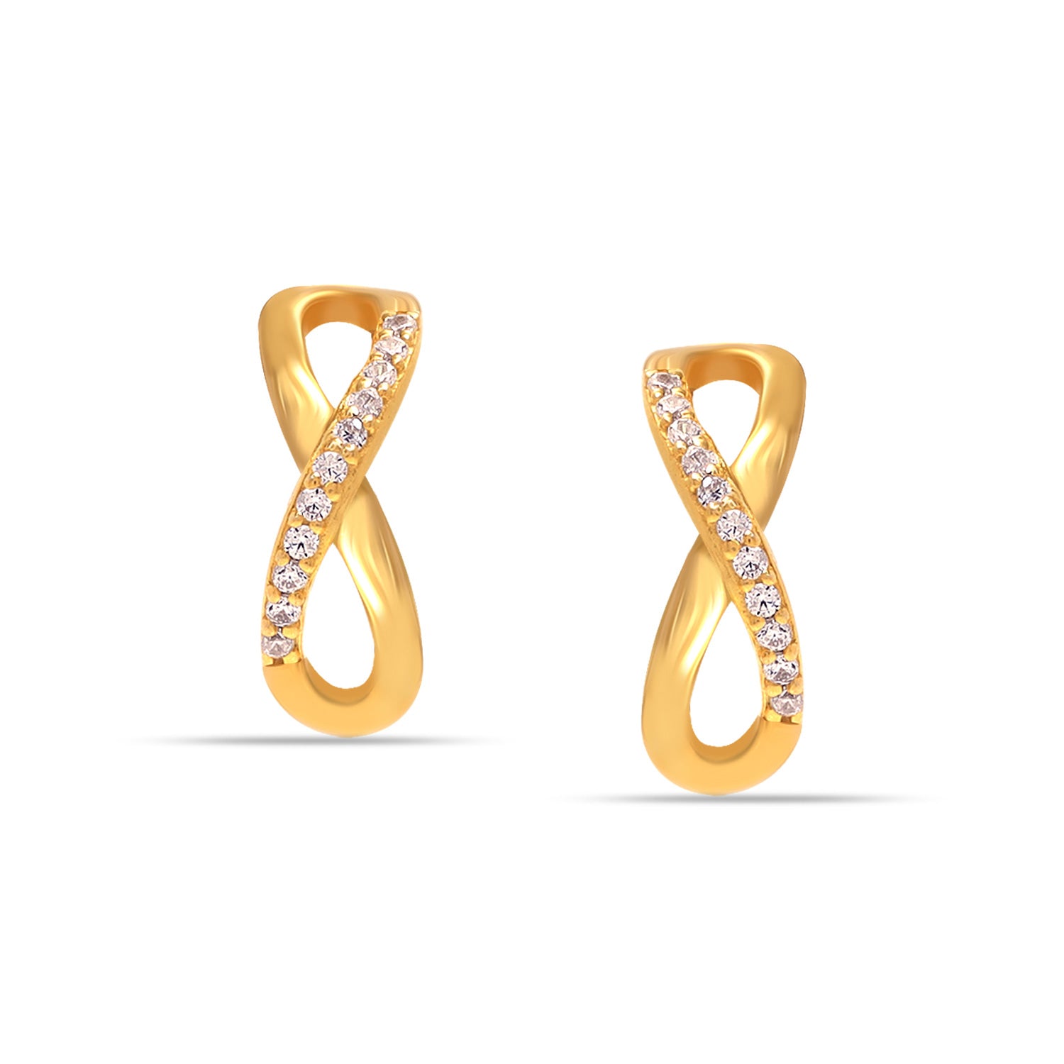 925 Sterling Silver 14K Gold Plated CZ X Hoop Criss-Cross Stud Earrings for Women