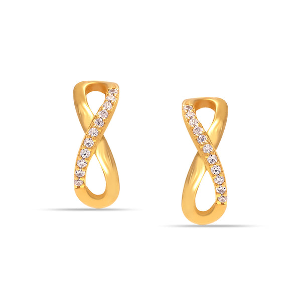 925 Sterling Silver 14K Gold Plated CZ X Hoop Criss-Cross Stud Earrings for Women