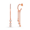 925 Sterling Silver 14K Rose-Gold Plated CZ Tassel Long Drop Dangle Earring for Women