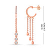 925 Sterling Silver 14K Rose-Gold Plated CZ Tassel Long Drop Dangle Earring for Women