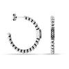 925 Sterling Silver Lightweight Italian Design 0.03 Carat Diamond Caviar Beaded C Hoop Earrings for Women