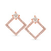 925 Sterling Silver 14K Rose Gold Plated Square Shape Geometric CZ Stud Drop Earrings for Women