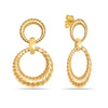 925 Sterling Silver 14K Gold Plated Textured Double Circle Twisted Drop Dangle Earrings for Women Teen