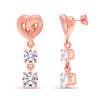 925 Sterling Silver 14K Rose Gold Plated Sparkling CZ Lifelong Heart Shaped Small Drop Dangle Earrings for Women