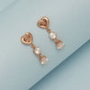 925 Sterling Silver 14K Rose Gold Plated Sparkling CZ Lifelong Heart Shaped Small Drop Dangle Earrings for Women