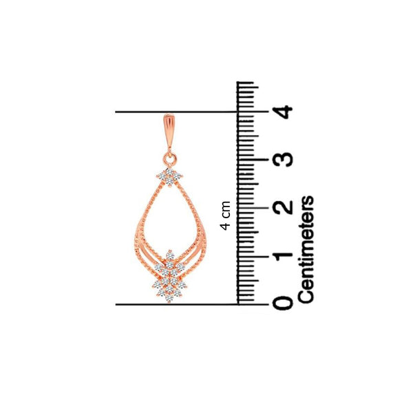 925 Sterling Silver 14K Rose-Gold Plated CZ Princess Long Drop Dangle Earrings for Women