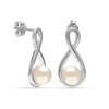 925 Sterling Silver Freshwater Pearl Infinity Knot Stud Drop Earrings for Women