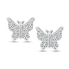 925 Sterling Silver Tiny Cubic Zirconia Minimalist Pave Butterfly Stud Earring for Women and Teen