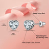 925 Sterling Silver Rhodium Plated Cubic Zirconia Heart Shape Small Screw Back Stud Earrings for Kids and Girls