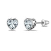 925 Sterling Silver Rhodium Plated Cubic Zirconia Heart Shape Small Screw Back Stud Earrings for Kids and Girls