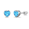 925 Sterling Silver Rhodium Plated Cubic Zirconia Heart Shape Small Screw Back Stud Earrings for Kids and Girls