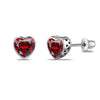 925 Sterling Silver Rhodium Plated Cubic Zirconia Heart Shape Small Screw Back Stud Earrings for Kids and Girls