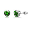 925 Sterling Silver Rhodium Plated Cubic Zirconia Heart Shape Small Screw Back Stud Earrings for Kids and Girls