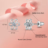 925 Sterling Silver Rhodium Plated Cubic Zirconia Flower Shape Small Stud Earrings for Kids and Girls