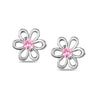 925 Sterling Silver Rhodium Plated Cubic Zirconia Flower Shape Small Stud Earrings for Kids and Girls