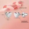 925 Sterling Silver Rhodium Plated Heart Shape Stud Earrings for Kids and Girls