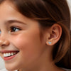 925 Sterling Silver Rhodium Plated Heart Shape Stud Earrings for Kids and Girls