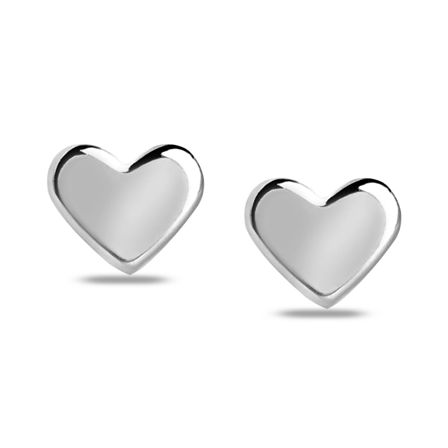 925 Sterling Silver Rhodium Plated Heart Shape Stud Earrings for Kids and Girls