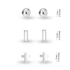 925 Sterling Silver Set of 3 Pairs Ball Star Moon Cross Heart Triangle Bar CZ and Love-Knot Stud Earrings for Women and Girls