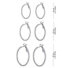 925 Sterling Silver Set of 3 Pairs BIG Hoop Clutchless Earrings for Women