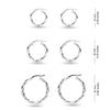 925 Sterling Silver Set of 3 Pairs Small Twisted Hoop Earrings for Women