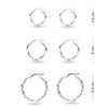 925 Sterling Silver Set of 3 Pairs Small Twisted Hoop Earrings for Women