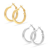 925 Sterling Silver Set of 2 Pairs Chunky Thick Clutchless Hoop Earrings for Women and Teen