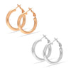 925 Sterling Silver Set of 2 Pairs Chunky Thick Clutchless Hoop Earrings for Women and Teen