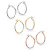 925 Sterling Silver Set of 3 Pairs Click-Top 3 Colors Hoop Earrings for Girl Teen Women 25MM