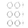 925 Sterling Silver SMALL Set of 3 Pairs Light-Weigh Classic Italian Click-Top Hoop Earrings for Girl Teen Women 18MM