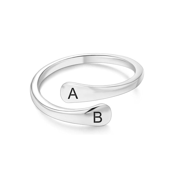 Personalised 925 Sterling Silver Alphabet Initial Dainty Spiral Twist Finger Rings for Women and Girls