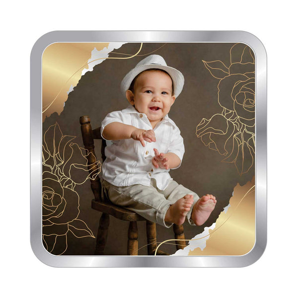 BIS Hallmarked Personalised New Born Baby Boy Square Silver Coin 999 Purity