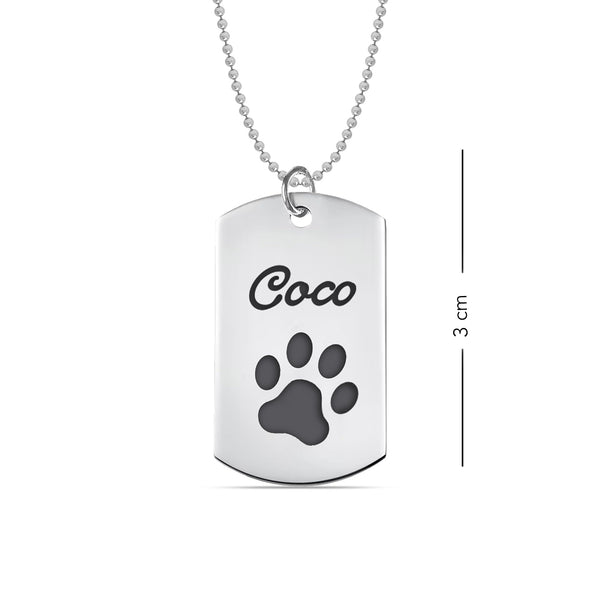 Personalised 925 Sterling Silver Engraved Pets Paw Print Pendant Necklace For Men and Women