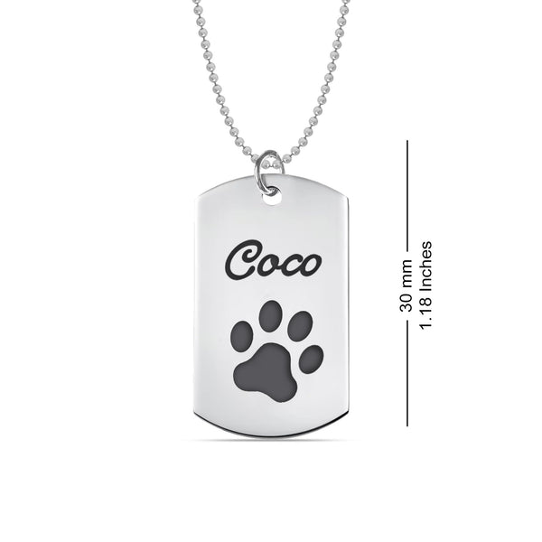 Personalised 925 Sterling Silver Engraved Pets Paw Print Pendant Necklace For Men and Women