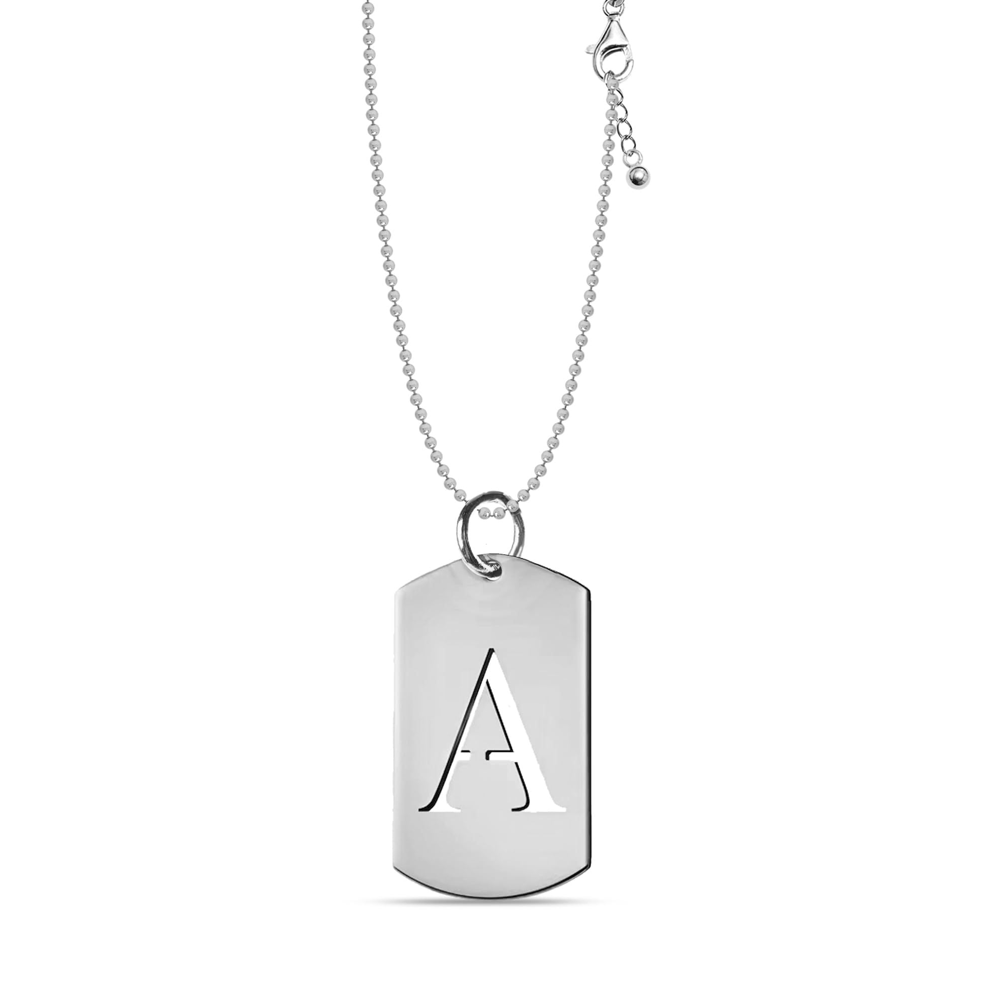 Personalised 925 Sterling Silver Cut Out Initial Mini Pendant Necklace for Men and Women